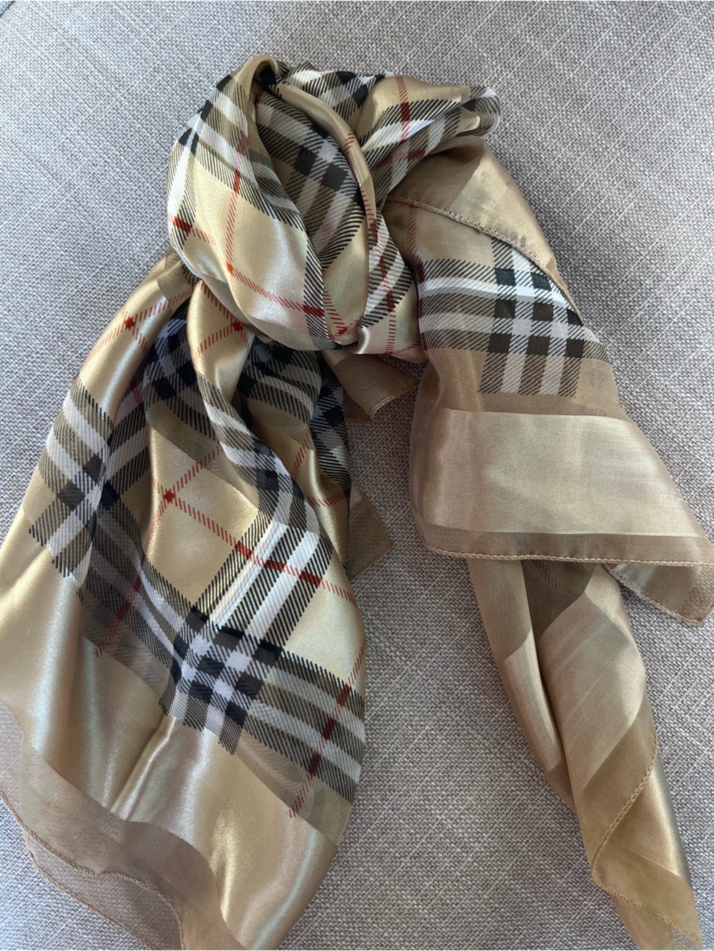Beige Plaid Women's Fashion Scarf